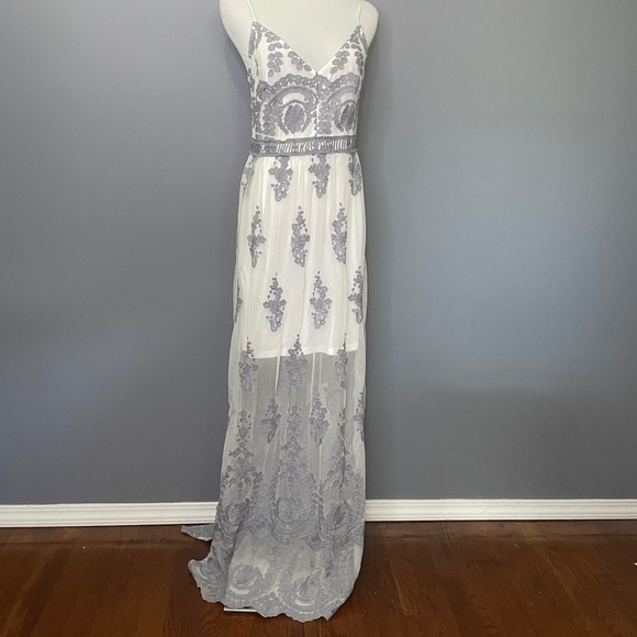 Altar’d State maxi embroidered lace overlay thin strap dress size medium - Picture 1 of 9